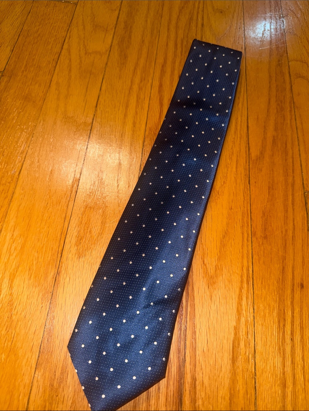 MICHAEL Michael Kors Navy Blue Tie with White Polka Dots